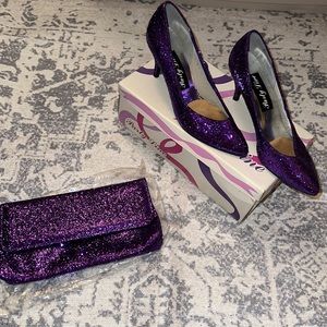 Vintage Purple Glitter Pumps and Clutch